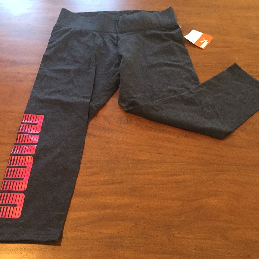 Gray puma Capri tights with pink design